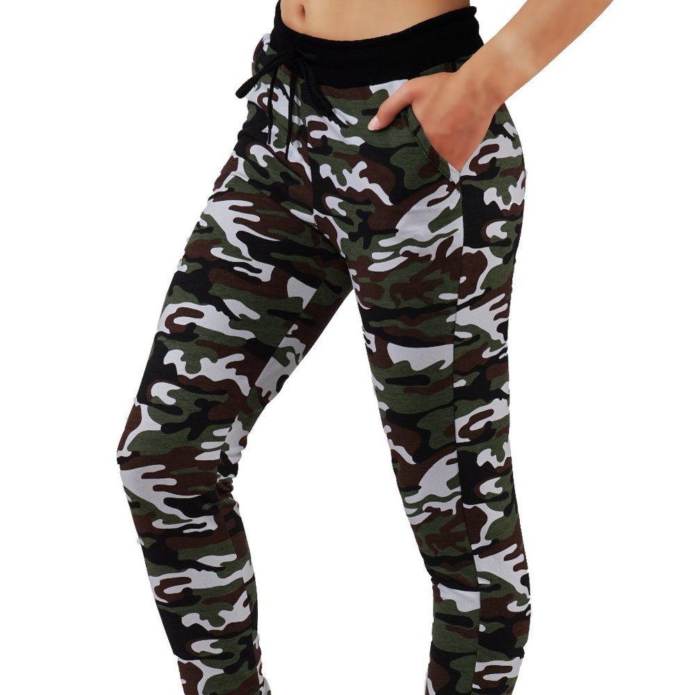 4pcs Set Camouflage Cotton Joggers Sweatpants with Pockets and elastic waistband